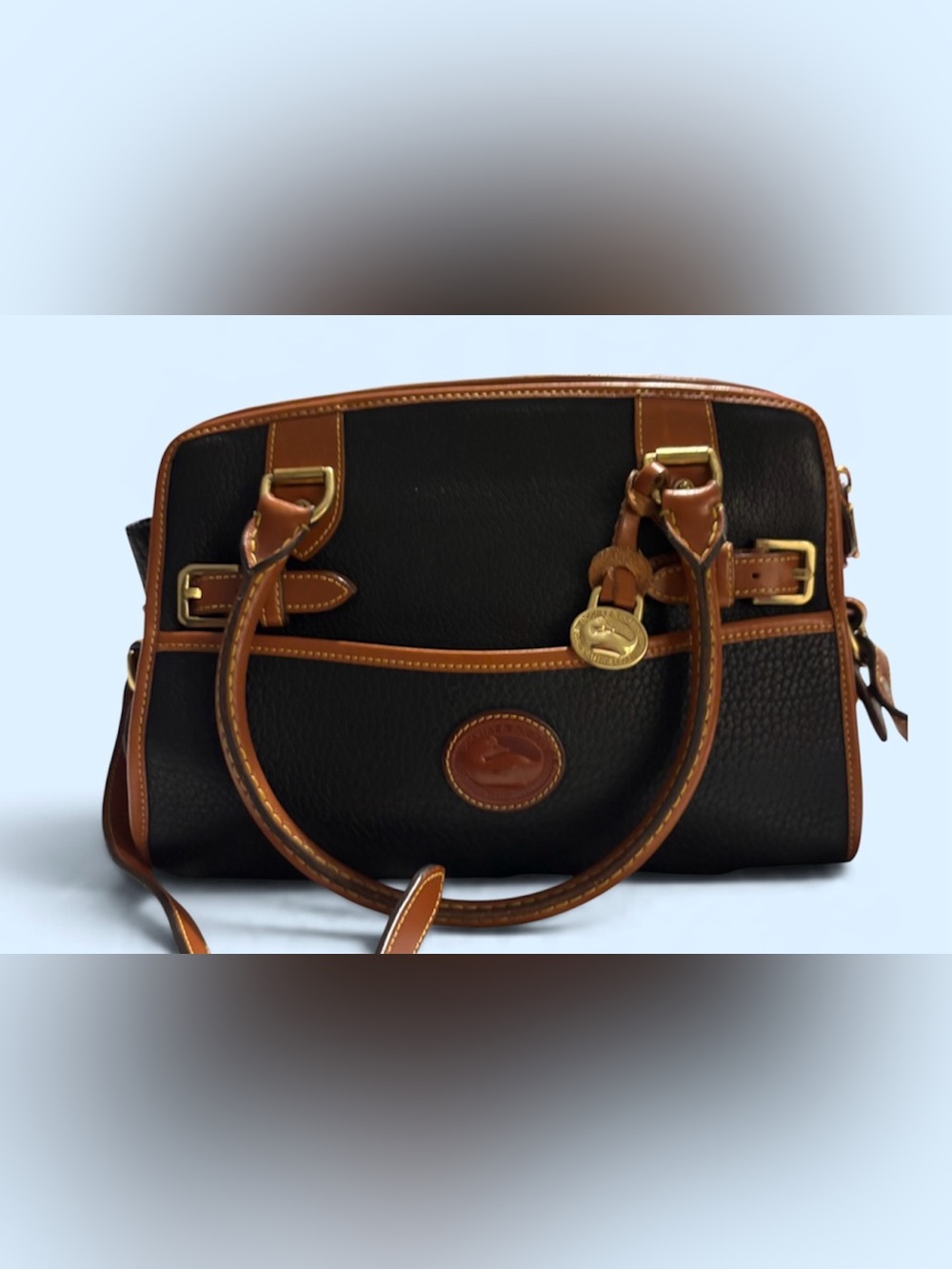 Vintage Dooney & Bourke Buckle Satchel made from black pebbled  leather